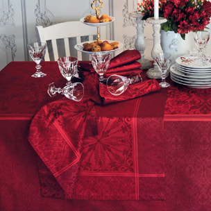 Chemin de table pur coton anti tache motif jacquard Cassandre grenat
