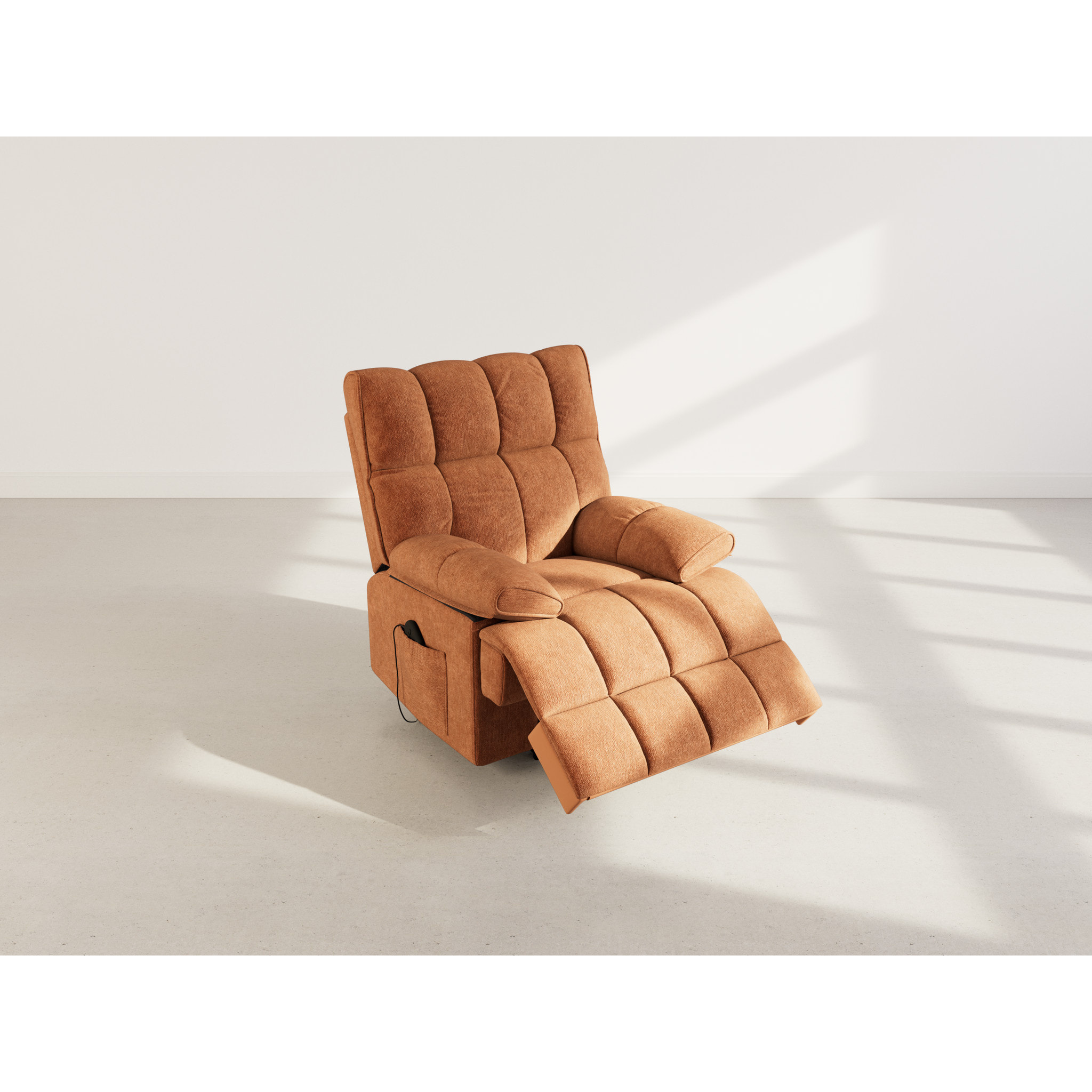 Chandler - Fauteuil relax électrique en velours texturé - Terracotta