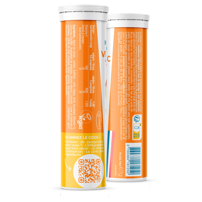 Nutri&Co Vitamine C - Immunité et Tonus - Goût Mangue-Passion - 15 comprimés Vegan