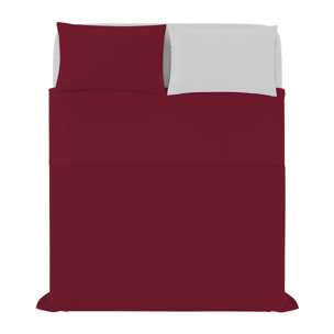 COMPLETO LETTO NATURAL COLOR, 100% Cotone, Made in Italy - BORDEAUX/GRIGIO CHIARO