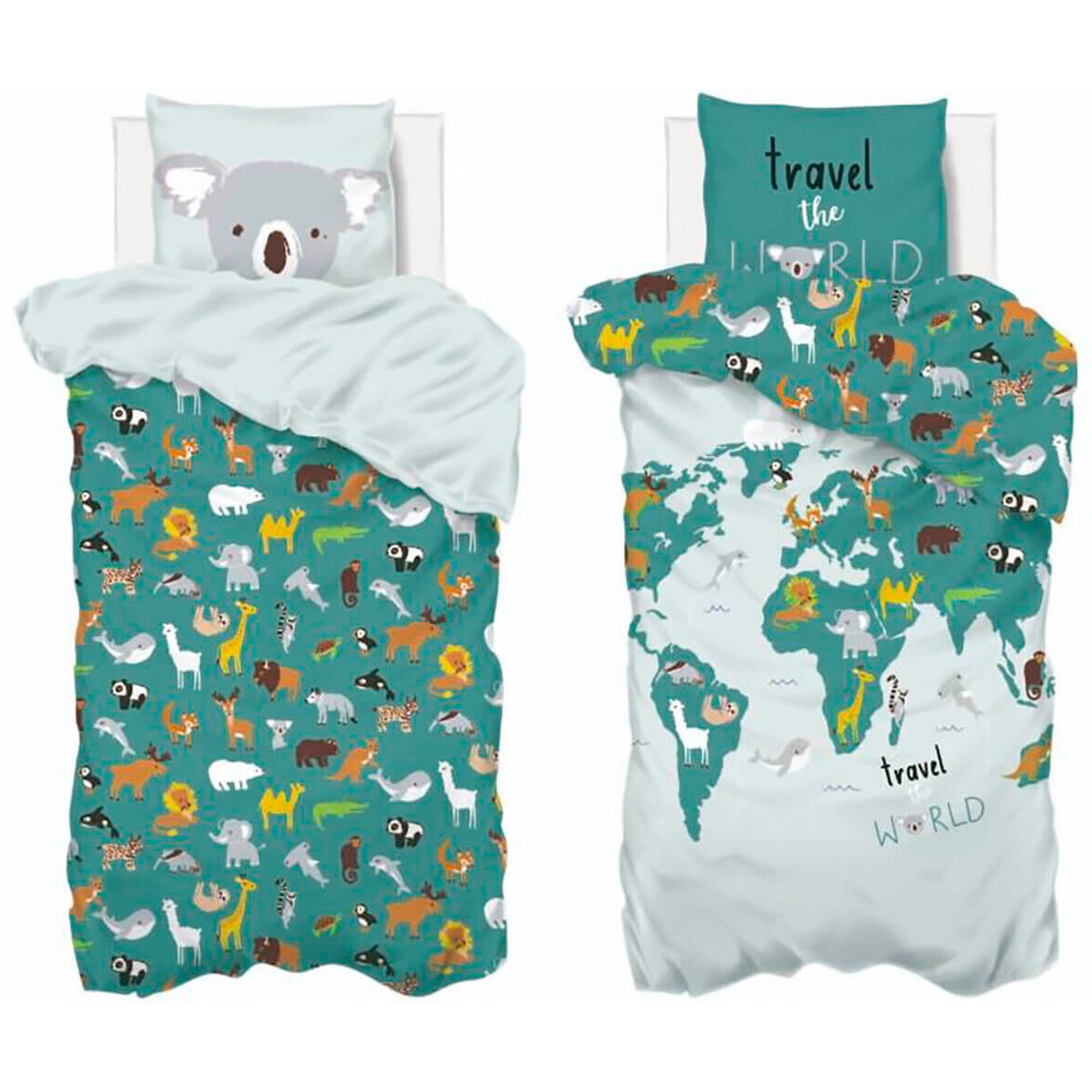 Juego de cama infantil mapa del mundo atmosphera.