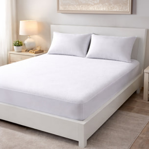 Protege matelas 100% bouclette eponge et impermeable blanc
