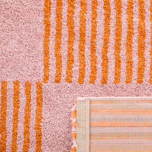 GROOVY - Tapis rétro coloré style seventies - Confortable et moelleux - Orange
