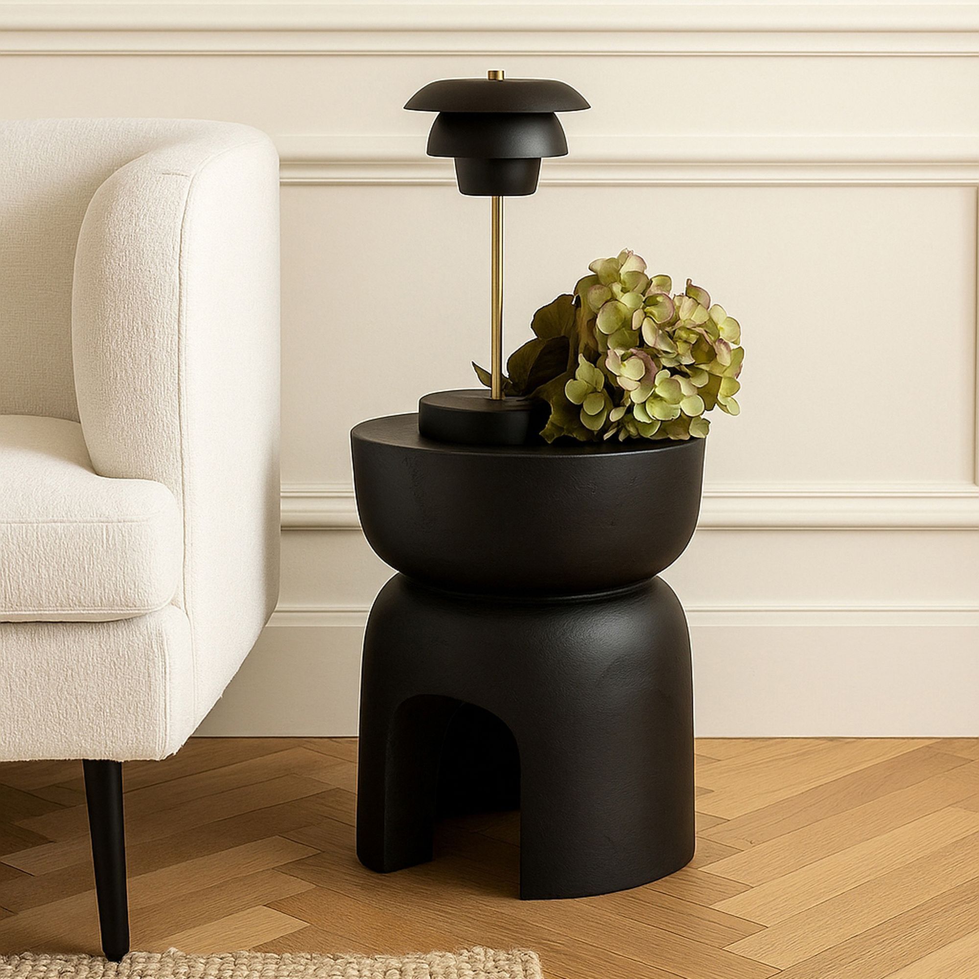 Meuble d'appoint en bois noir TREE