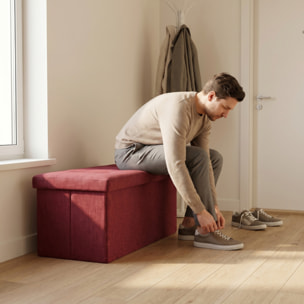 Pouf contenitore imbottito in tessuto con seduta lunga, panca multifunzione con spazio interno, ideale come poggiapiedi, seduta o contenitore, pratico e versatile per soggiorno, camera o ingresso, facile da pulire, dimensioni 76x34x34 cm