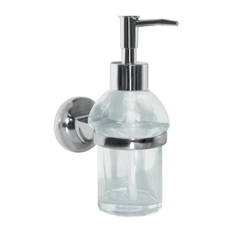 distributeur de savon à  fixer Verre & Acier chromé LAGUNE Transparent Spirella