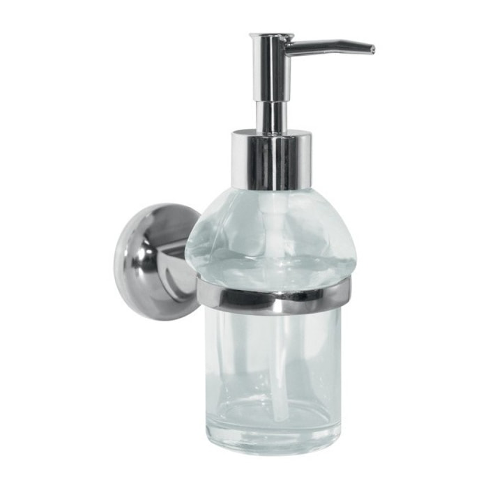 distributeur de savon à  fixer Verre & Acier chromé LAGUNE Transparent Spirella