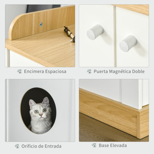 Casa para Gatos de Madera Mueble Arenero con Estante y Doble Puerta 75x53x67 cm