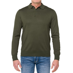 Maglia Hot Buttered con bottoni Tanjung verde militare