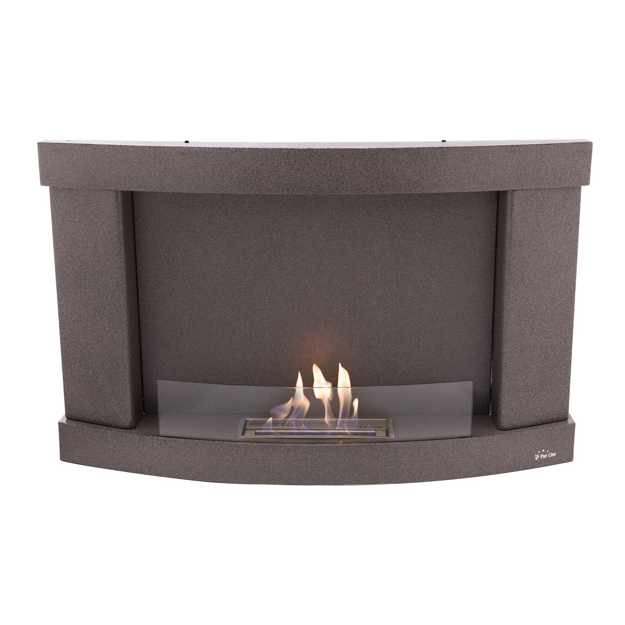 Cheminée à l'éthanol en acier noir et verre trempé