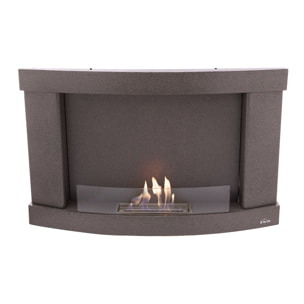 Cheminée à l'éthanol en acier noir et verre trempé