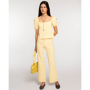 Pantalón de campana con cuadros vichy de mujer