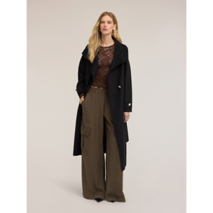 Motivi - Pantaloni cargo palazzo misto viscosa - Verde militare