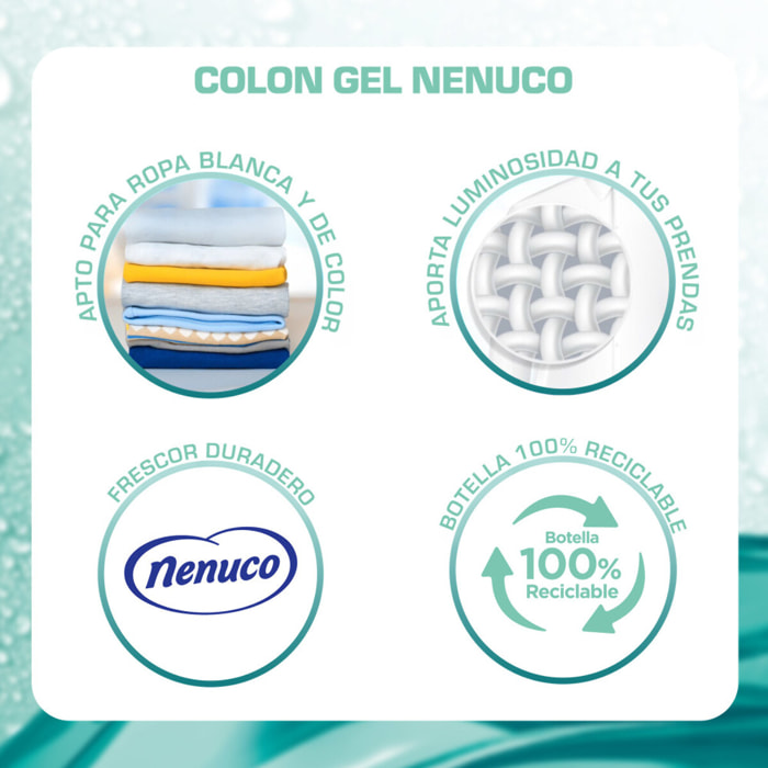 Colon Nenuco Detergente para la Lavadora, 270 Lavados (Formato 3x90), Ropa Blanca y Color, Aroma Fresco, Ropa sin Manchas