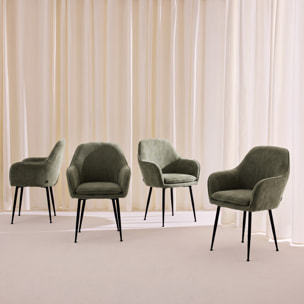 Fauteuil velours côtelé et pieds métal (lot de 4) SHELLA