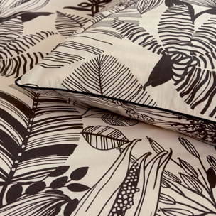 Taie d'oreiller aux impressions noires - Beige