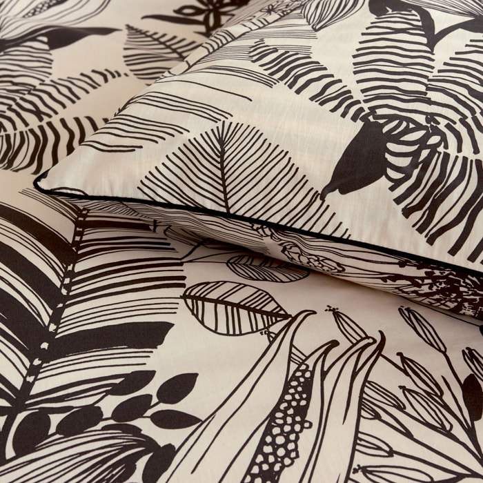 Taie d'oreiller aux impressions noires - Beige