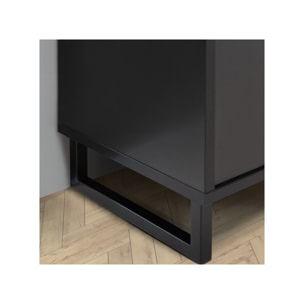 Meuble TV noir effet bois de chêne avec rangement - DORY