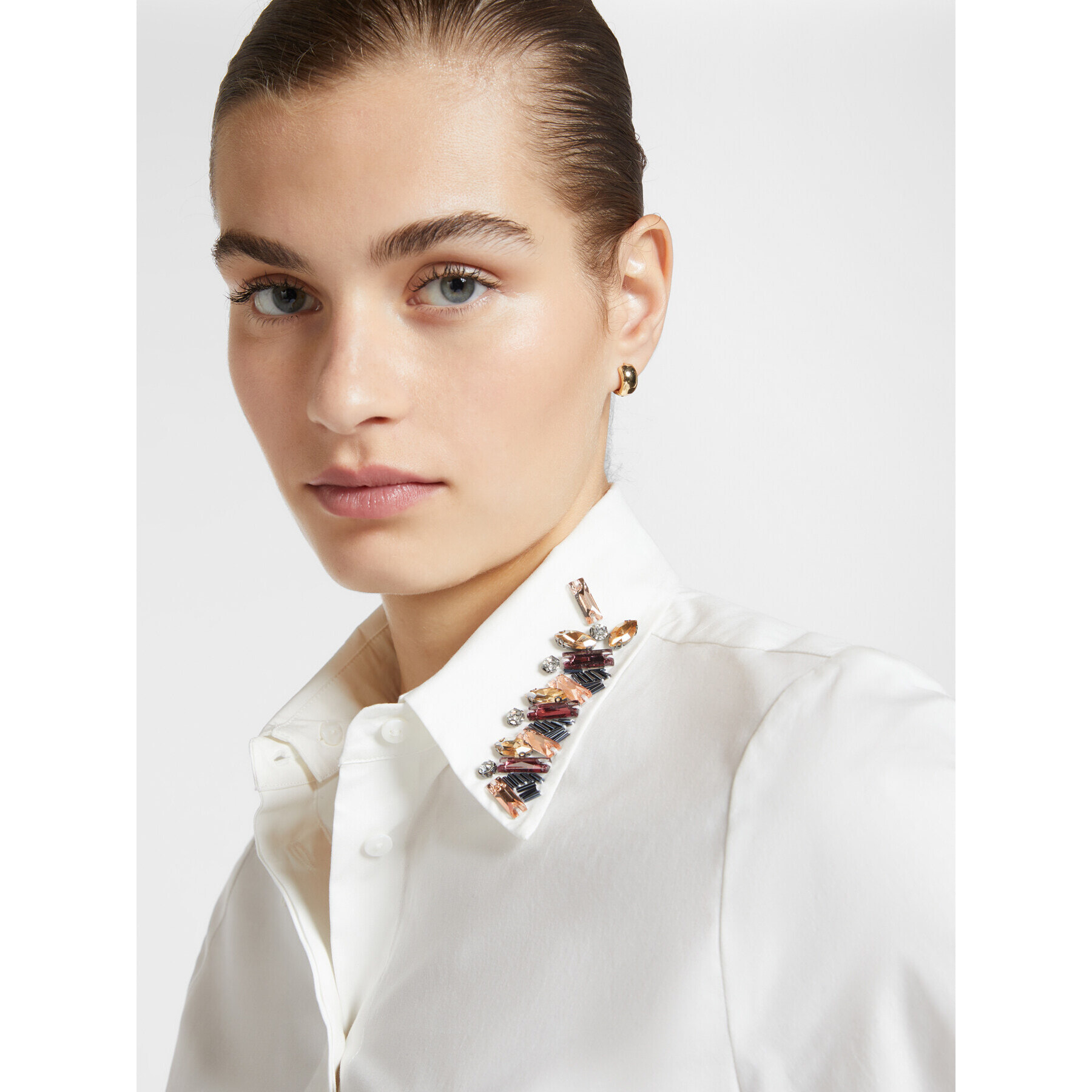 Elena Mirò - Camisa con cuello desmontable bordado - Blanco