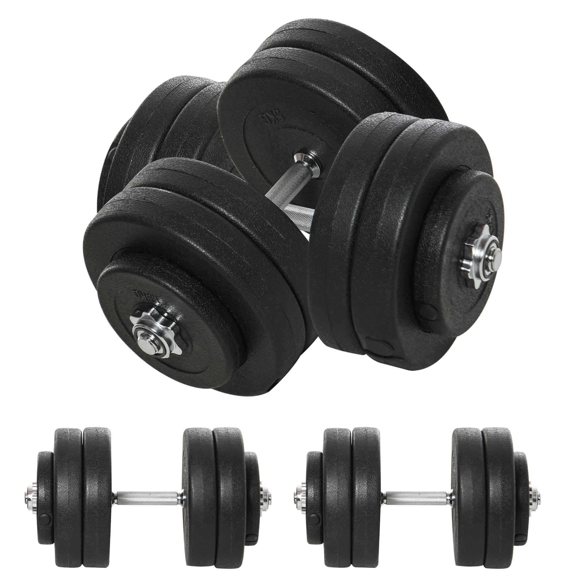Juego de Mancuernas Ajustables Juego de Pesas y Mancuernas 8x5 kg 4x1,5 kg y 2 Barras Total 50 kg para Ejercicio Entrenamiento en Casa Gimnasio Oficina Negro