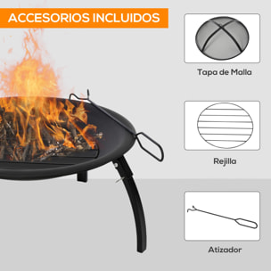 Brasero Exterior para Calefacción Barbacoa Terraza Patio Jardín Ø56 cm Negro