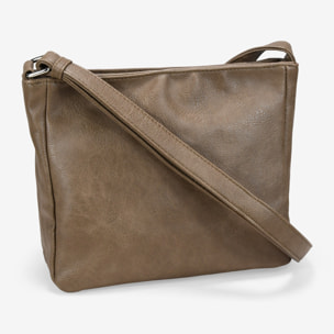 Bolso bandolera marrón con solapa efecto leopardo