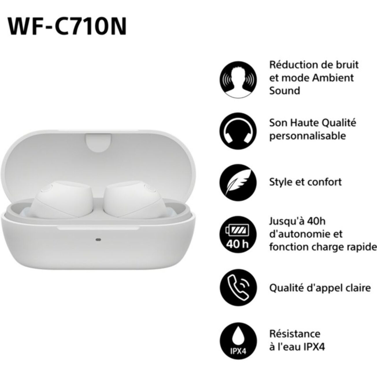 Ecouteurs SONY WF-C710N Blanc