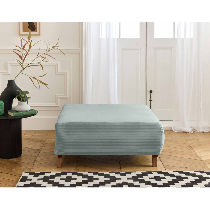 Cristal - pouf modulable - 95 cm - en velours côtelé - Bleu