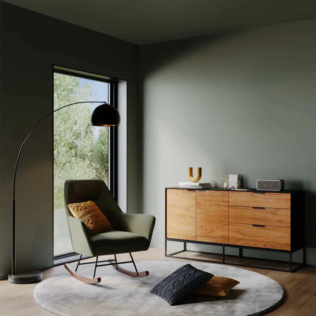 Lampadaire en métal noir - Dinard