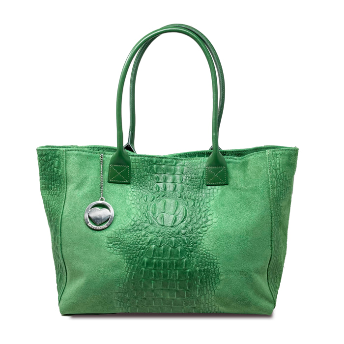 Chicca Borse - Borsa a Spalla Donna in Vera Pelle - Colore Cocco Verde Mela