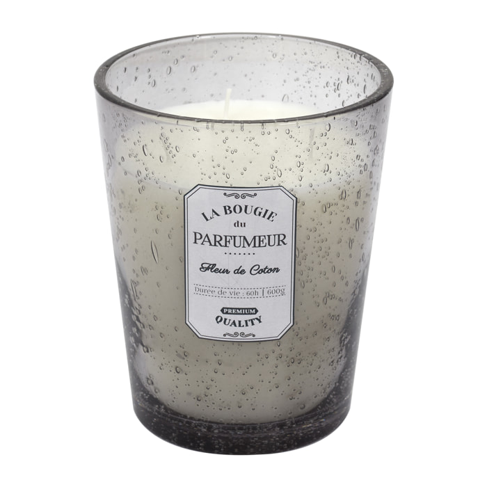 Bougie Parfumee Verre Bulle Gris Clair H16cm
