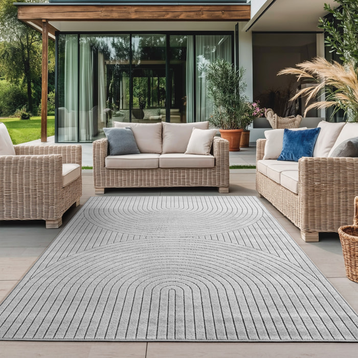ALVORA - Tapis intérieur/extérieur gris à motif géométrique