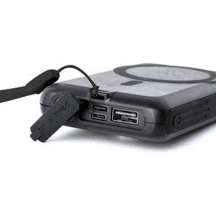 Powerbank solare Haryin da 5.000 mAh. Ricarica wireless Qi da 5 W e attacco magnetico Magsafe.