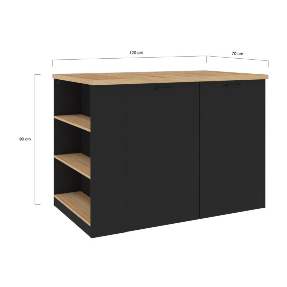 Ilot de cuisine Dario avec rangements