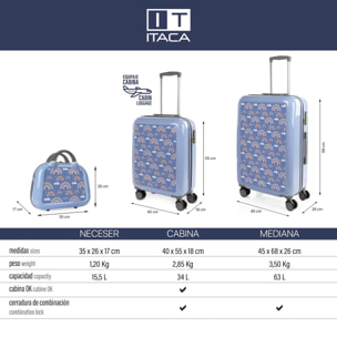 Juego De Maletas Pc Itaca Base Azul Azul Arcoiris