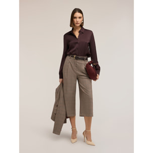 Motivi - Pantaloni cropped in tinto filo fantasia check - Marrone