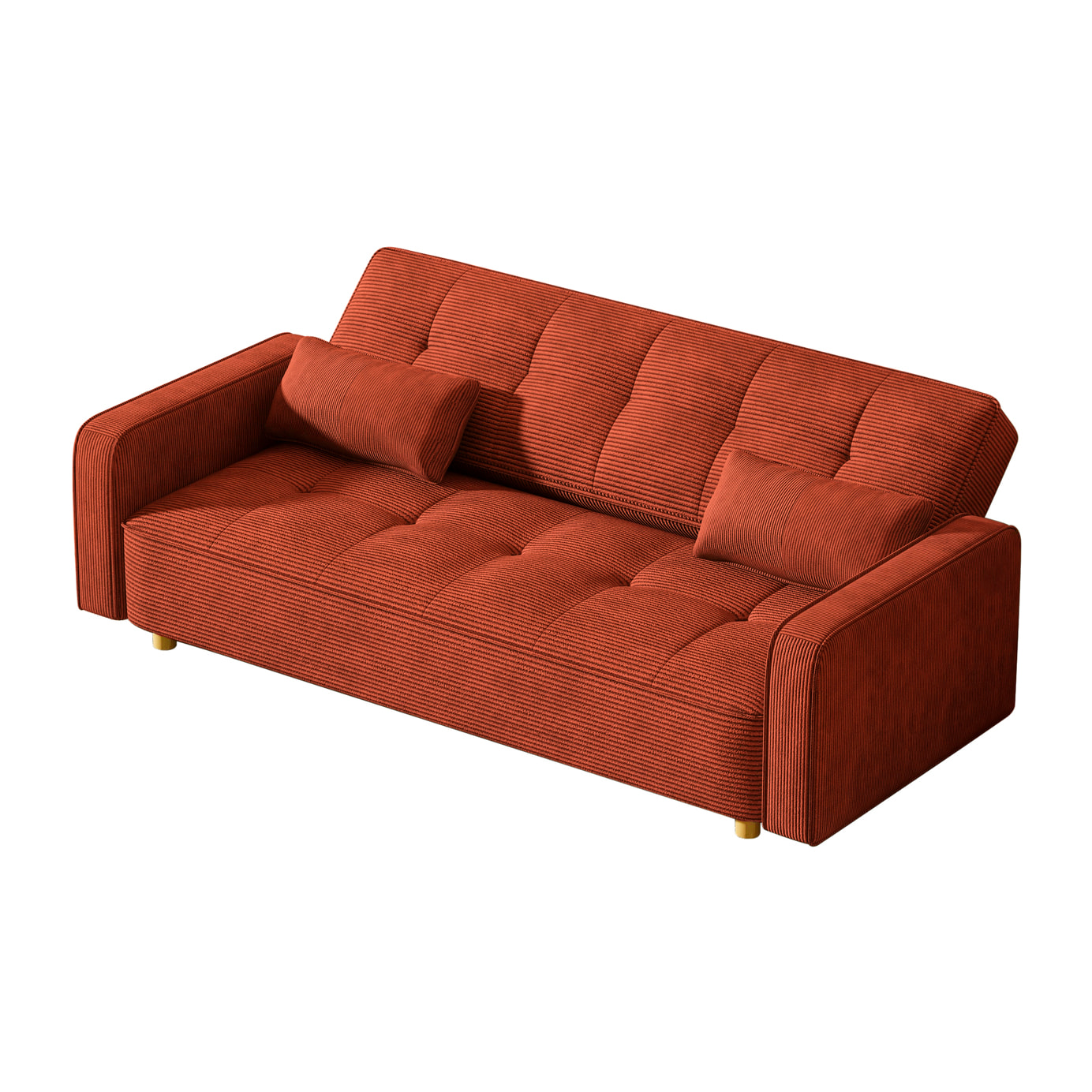 Canapé scandinave convertible 3 places en velours côtelé terracotta COOPER