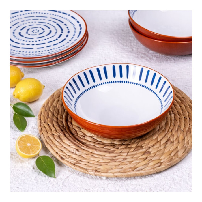 Lot de 6 assiettes creuses, SANTORIN