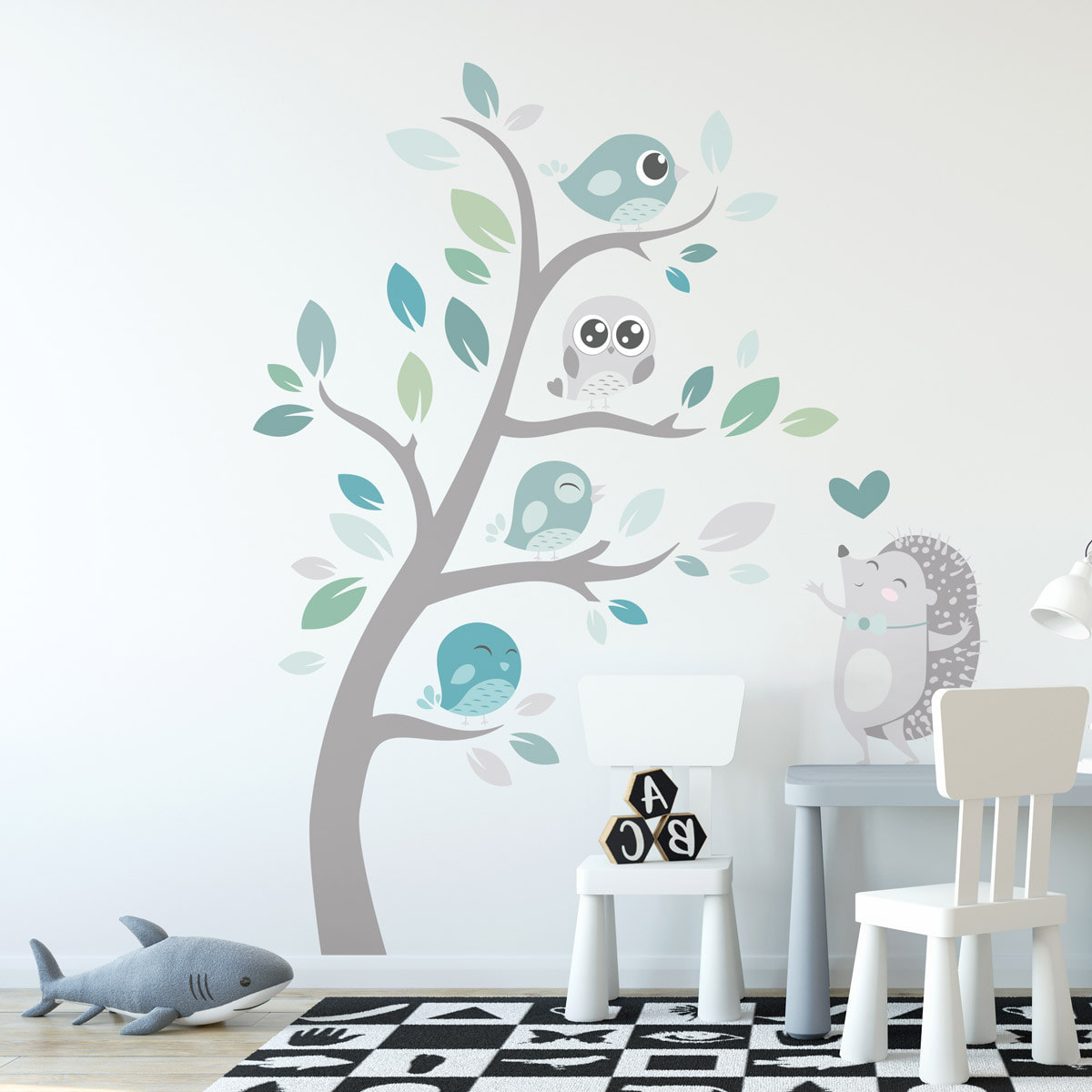 Stickers muraux | Sticker Mural Autocollant - HÉRISSON ET LES OISEAUX EN PLEINE NATURE - Stickers adhésifs