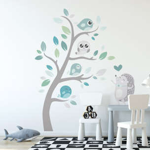 Stickers muraux | Sticker Mural Autocollant - HÉRISSON ET LES OISEAUX EN PLEINE NATURE - Stickers adhésifs