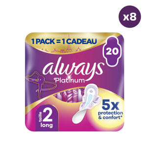 8x20 Serviettes Hygiéniques Always Platinum - Long Plus