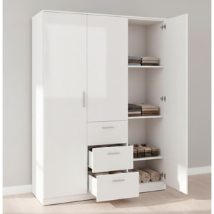 Armadio Da Camera 3 Ante E 3 Cassetti Con Appendiabiti E 6 Ripiani Guardaroba Capiente Salvaspazio Per Camera Matrimoniale 117 x 203 x 52 Cm Bianco