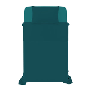 COMPLETO LETTO NATURAL COLOUR MADE IN ITALY COTONE-PETROLIO/BOTTIGLIA PIAZZA E MEZZA