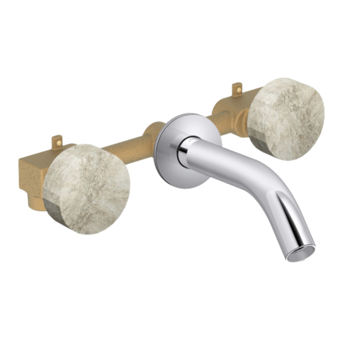 Pack mélangeur lavabo encastré 3 trous Grands Boulevards douceur minérale et chromé