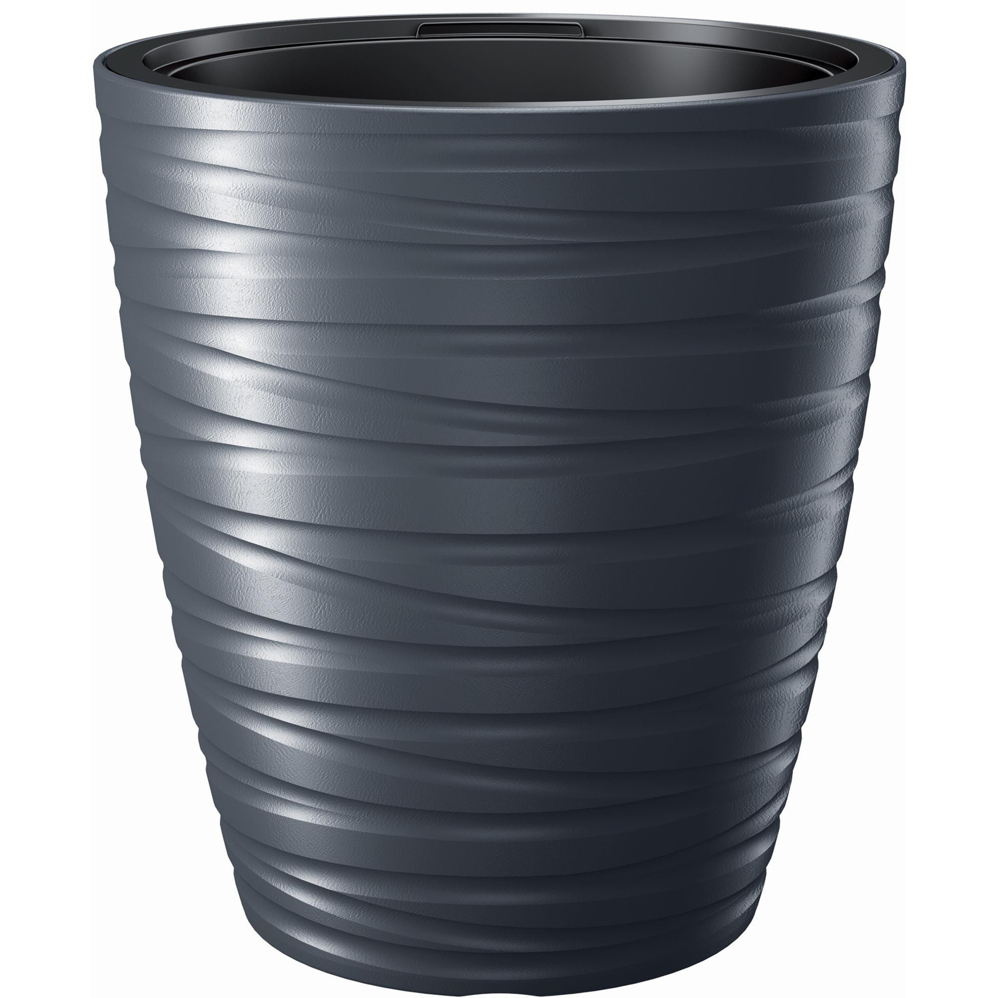 Maceta con deposito 68l maze de plastico en color antracita 47,5 (largo) x 47,5 (ancho) x 52,3 (alto) cm