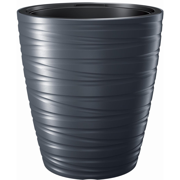 Maceta con deposito 68l maze de plastico en color antracita 47,5 (largo) x 47,5 (ancho) x 52,3 (alto) cm