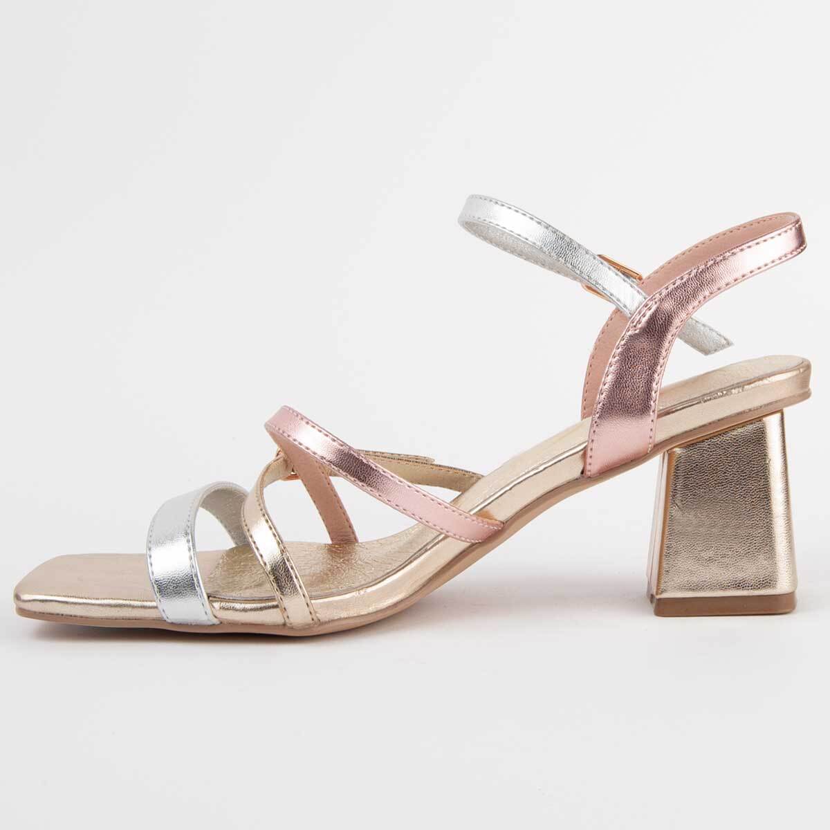 Sandalia De Tacón - Dorado - Altura: 6 Cm