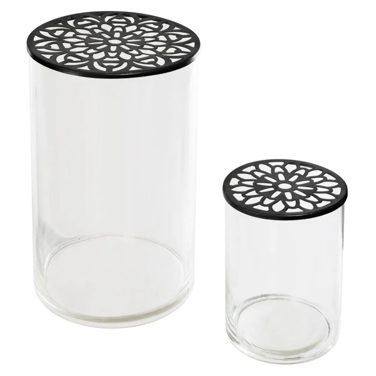 Set de 2 vases - métal et verre