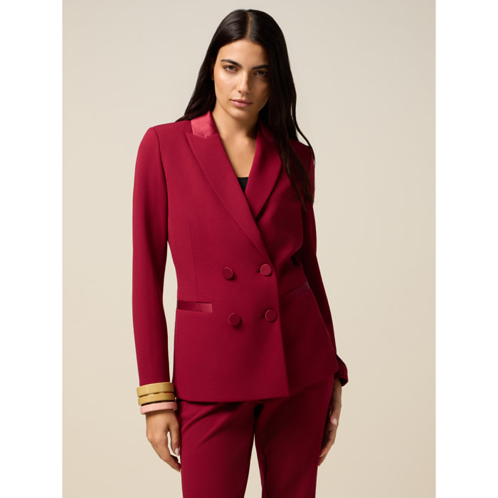 Oltre - Blazer cruzado con botones forrados - Burgundy