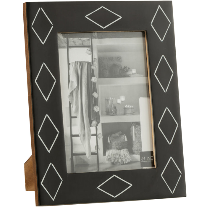 J-Line cadre photo Rectangle Motif - plastique - noir/blanc - grand